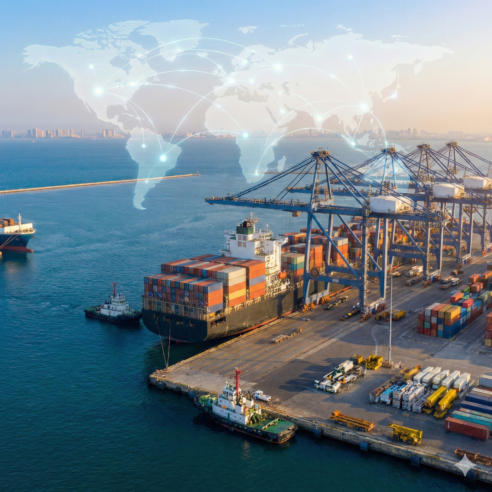 Carga marítima – puerto con contenedores